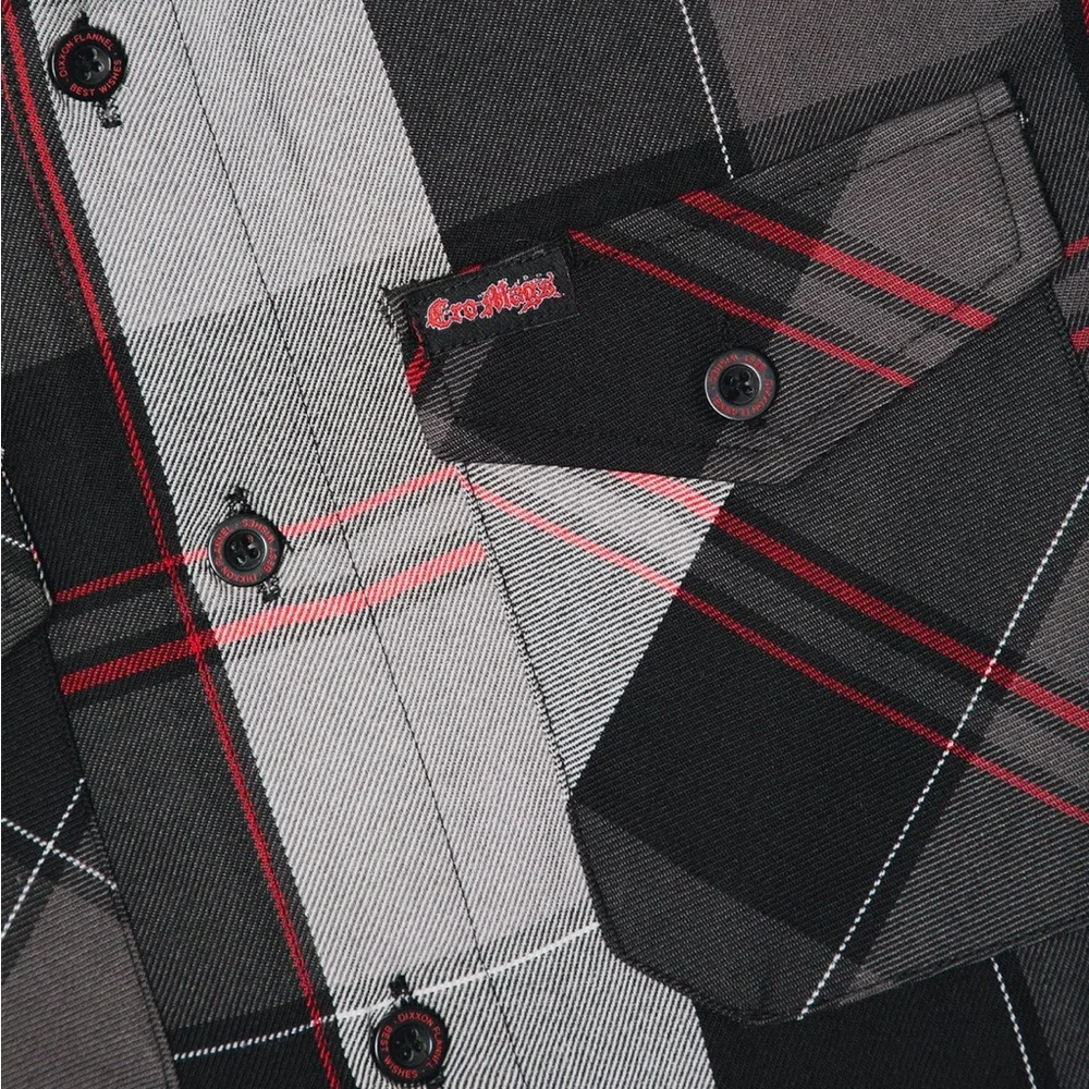 DIXXON Cro-Mags Mens Flannel Shirt Large Black Gray Red NWT Limited Edition - Picture 2 of 10